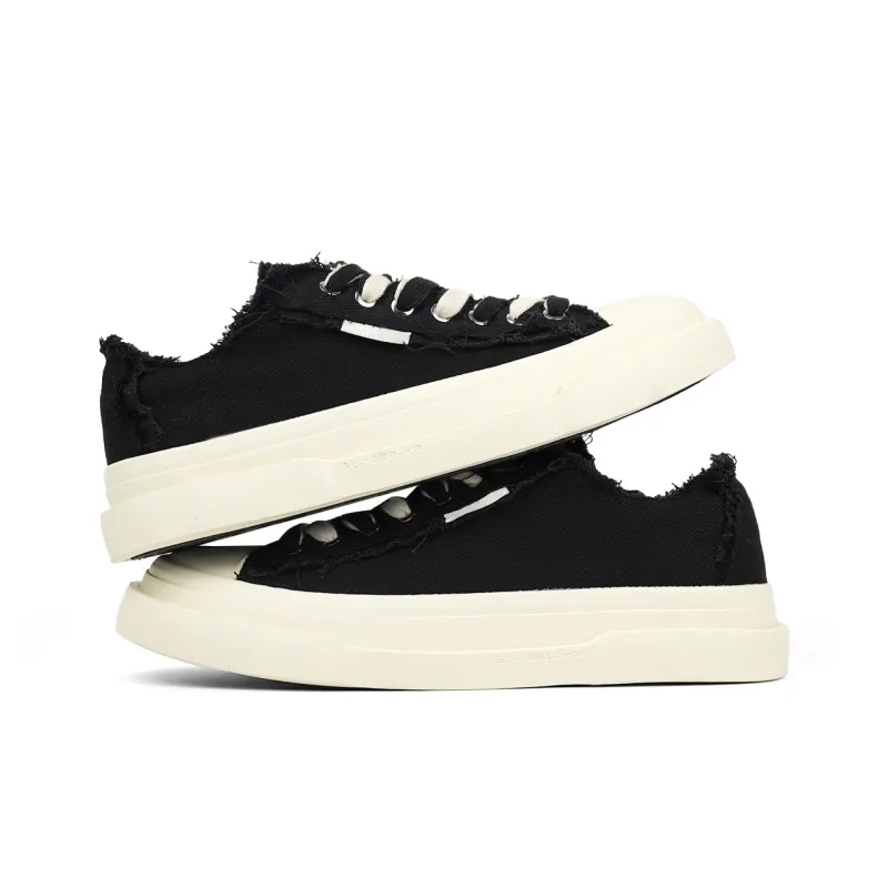 Mengsai Abrasion Resistant Shock Absorbers Low Top Canvas Shoes Men's Black-4