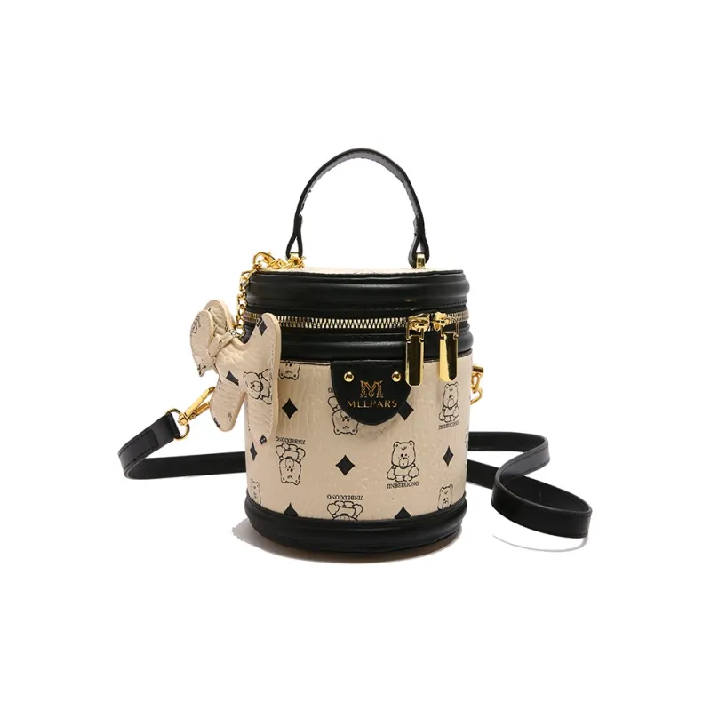 HCXK PU Bucket Bag, One Shoulder Handbag Women's Black/Pink/Yellow Brown/White & Black-18