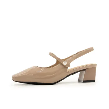 FED Block Heel High Heels Women's Nude