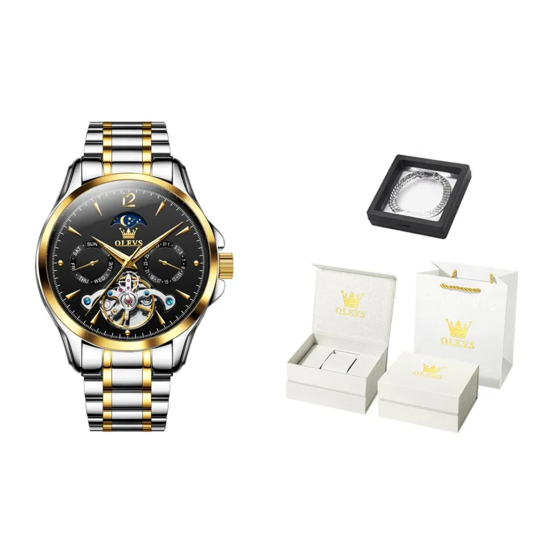 OLEVS Mechanical Movement Stainless Steel Watchband Watch Men's Watches White Dial-4