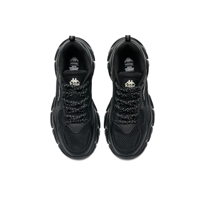 Kappa Back to Back Abrasion Resistant Height Increasing Low Top Chunky Sneakers Unisex Black-3