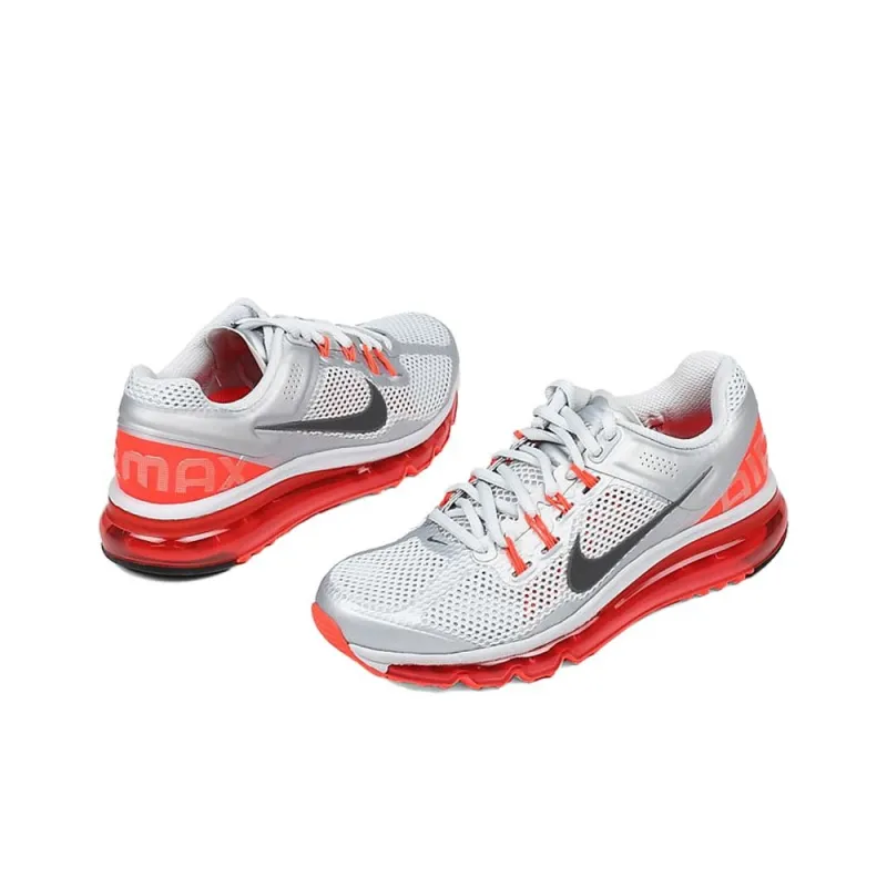 Nike Air Max 2013 Anti Slip Wear Resistant Low Top Casual Running Shoes Women's Gray Red-2