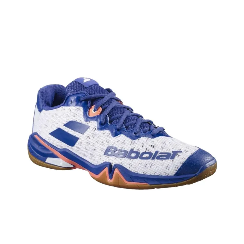 Babolat Anti Slip Wear Resistant Low Top Badminton Shoes Men's White Blue-1