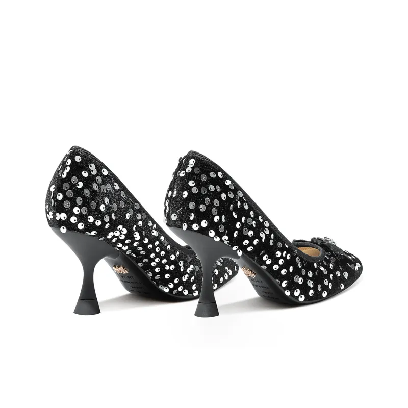 Lily Wei Rosescene Spool Heel High Heels Women's Black-4