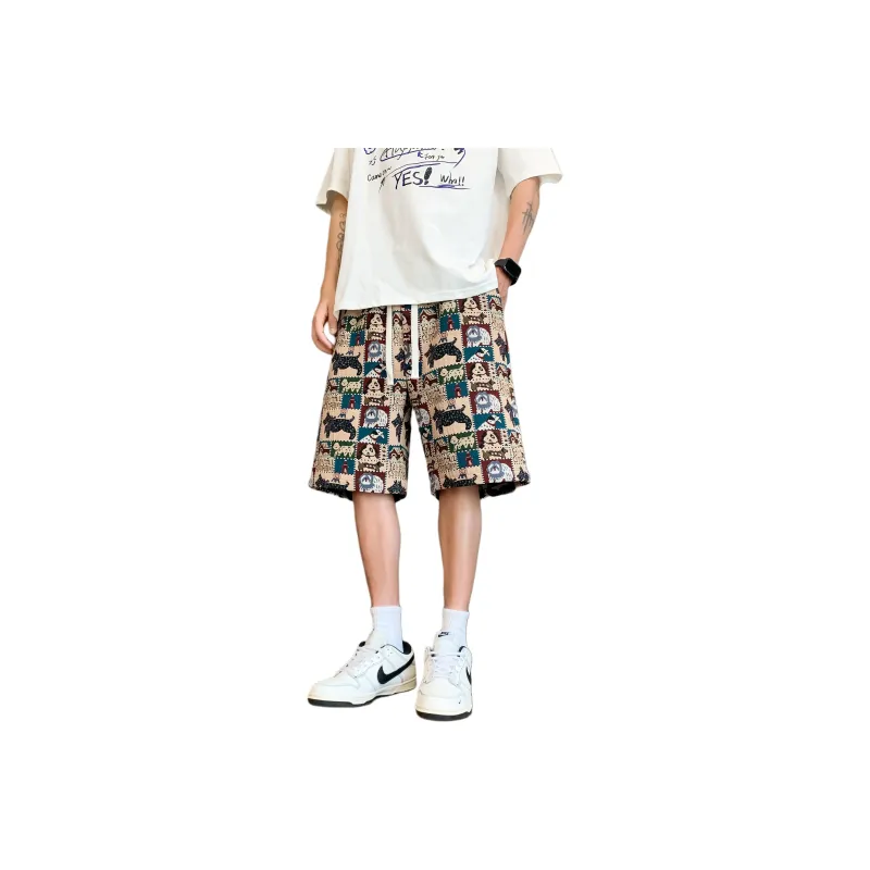 WKOOG Casual Shorts Unisex Embroidery Dog-0