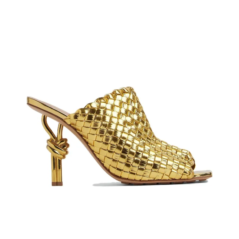 Bottega Veneta Knot Slide Slippers Women's Gold-1