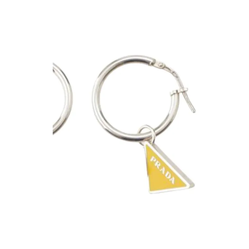 PRADA 925 Sterling Silver Earrings Women's Yellow-1