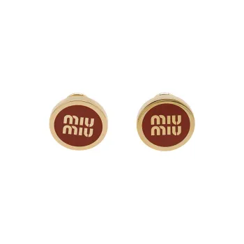 MIU MIU Stud Earrings Women's Red Gold