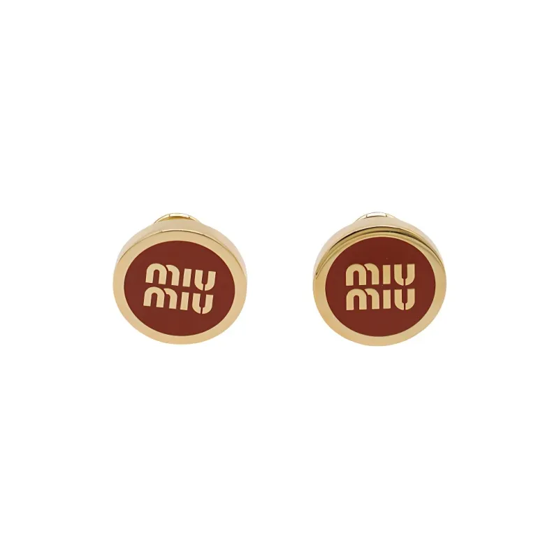 MIU MIU Stud Earrings Women's Red Gold-0