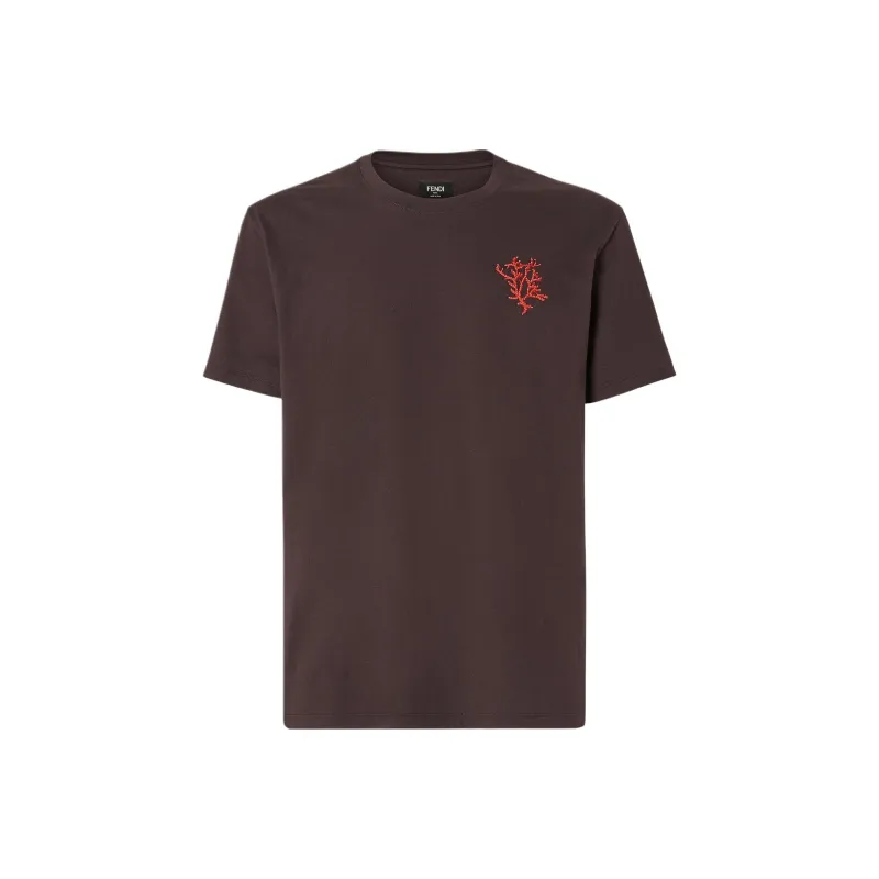 FENDI T Shirts Men Brown-0