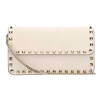 Valentino Rockstud Grain Calfskin Messenger Bag Crossbody Bag, Shoulder Bag, Clutch Trumpets Women's White