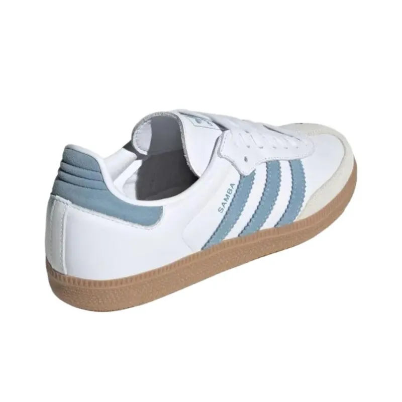 Adidas Originals SAMBA OG Abrasion Resistant Low Top Skateboard Shoes Women's Blue White-3