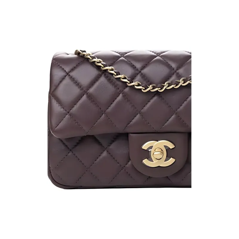 CHANEL Small Gold Ball Classic Flap CF Sheepskin Mouth Cover Bag Crossbody Bag Shoulder Bag Women's Burgundy Bordeaux-4