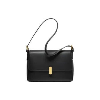 Narandu Cow Leather Small Square Bag Shoulder Bag Medium Size Women's Midnight Black/Caramel Brown/Milk Tea