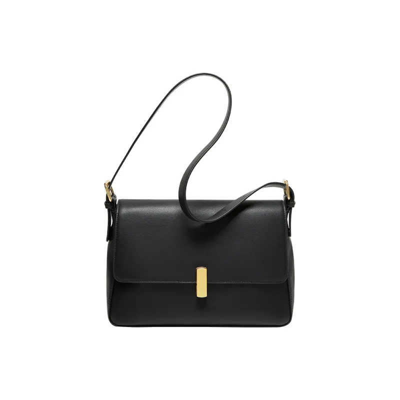 Narandu Cow Leather Small Square Bag Shoulder Bag Medium Size Women's Midnight Black/Caramel Brown/Milk Tea-0