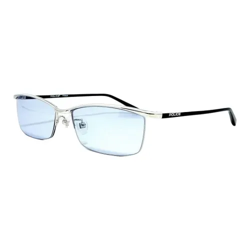 Police Titanium Plastic Metal Irregular Shape Sunglasses Unisex Silver