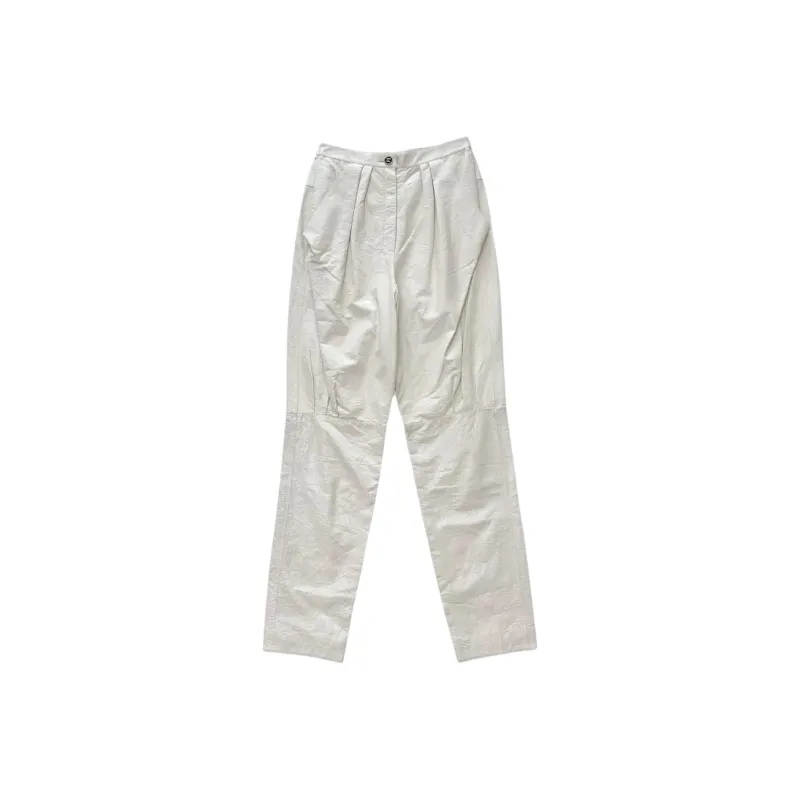 CHANEL 22C Leather Pants Women's White-0