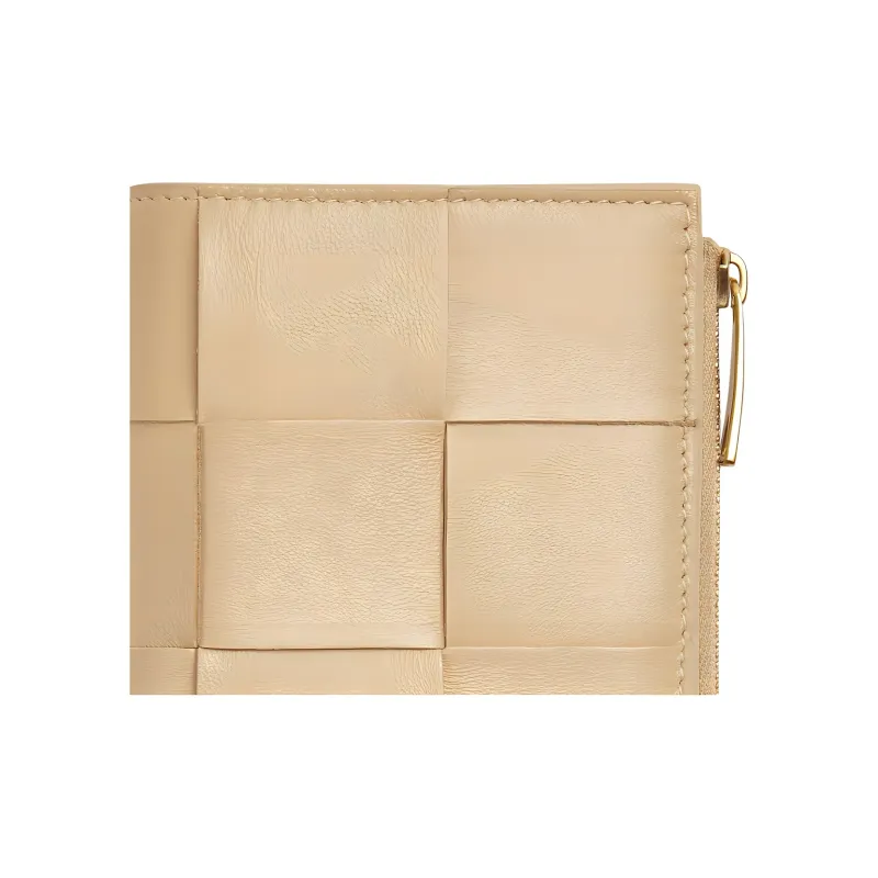 Bottega Veneta Sheepskin With Cow Leather Wallet Medium Size Women's Oat-2