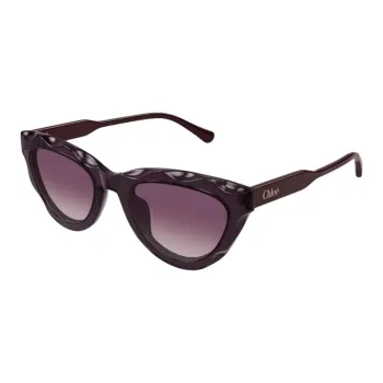 Chloe Acetate Cat Eye Sunglasses Women's Red Brown