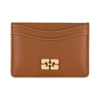 GANNI Leather Card Holder Card Holder Women's Brown