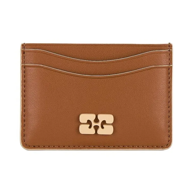 GANNI Leather Card Holder Card Holder Women's Brown-0