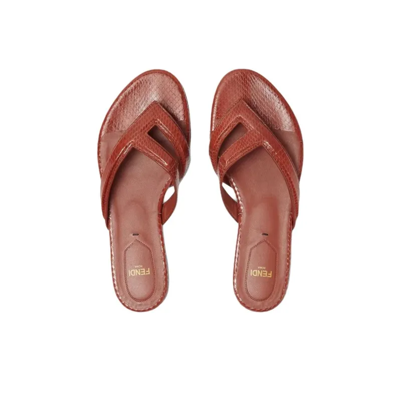 FENDI Slip Resistant Flip Flops Women's Red-4