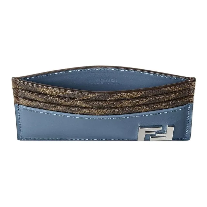 FENDI Leather Card Holder Men's Blue-2