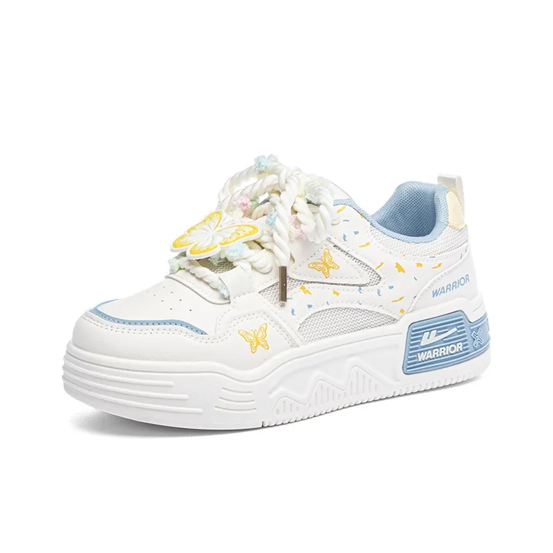 Warrior Slip Resistant, Abrasion Resistant, Breathable Low Top Skateboard Shoes Women's Beige Yellow Blue-1