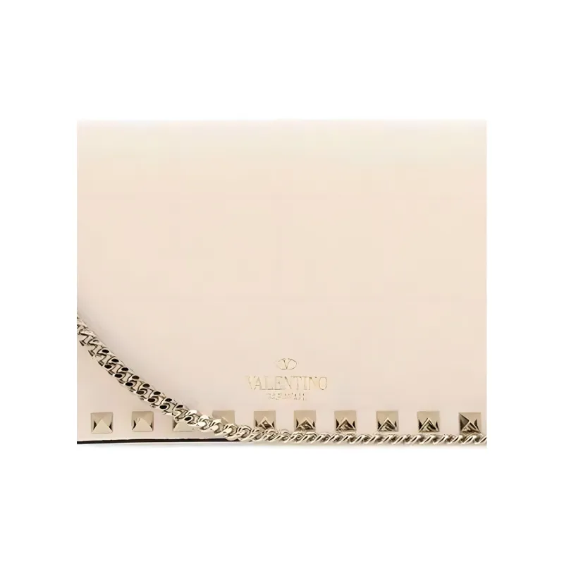 Valentino Rockstud Grain Calfskin Messenger Bag Crossbody Bag, Shoulder Bag, Clutch Trumpets Women's White-3