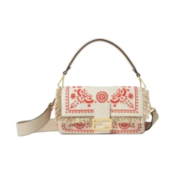 FENDI Canvas Baguette Shoulder Bag, Crossbody Bag, Handbag Medium Size Women's Multicolor