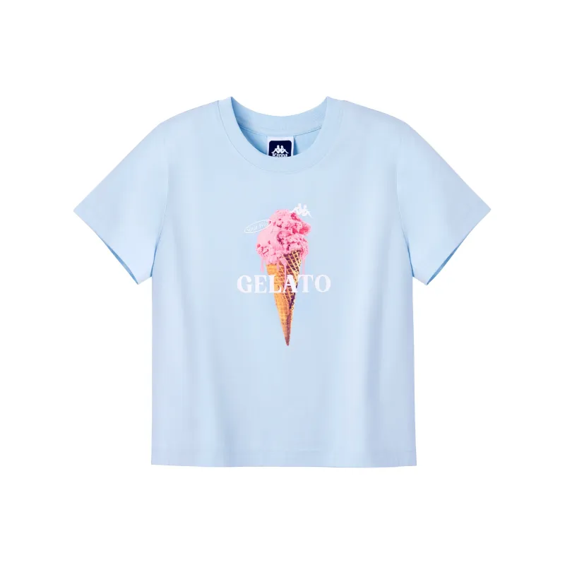 Kappa Casual Cartoon Sweet Style Print Short Sleeved Comfortable Versatile Loose Fit T Shirt Women's-5