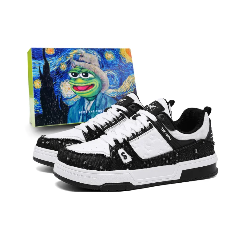 Pepe The Frog Low Top Skateboard Shoes Men's-1