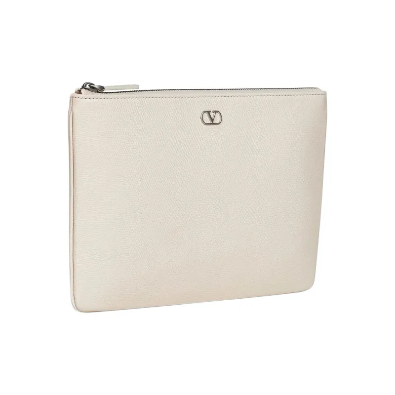 Valentino Calfskin Clutch Men's White-1