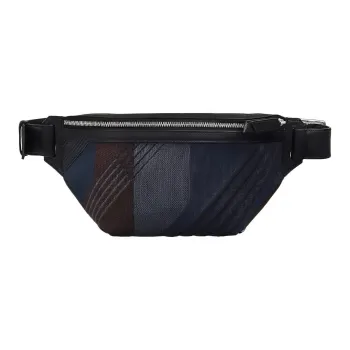 HERMES Cityslide Cow Leather Fanny Pack Men's Light Gray Midnight Blue Black
