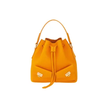 FERRAGAMO Hug Calfskin Bucket Bag Handbag Women's Ginger Yellow