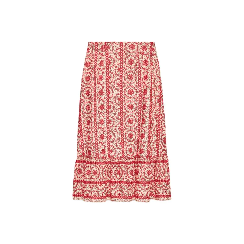 ZARA Casual Long Skirts Women's Red-1