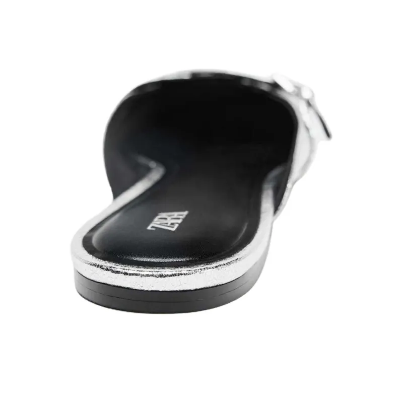 ZARA Slip Resistant Closed Toe Slippers Women's Silver-3