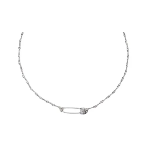 Chrome Hearts 18K White Gold, Diamond Necklaces Unisex Silver