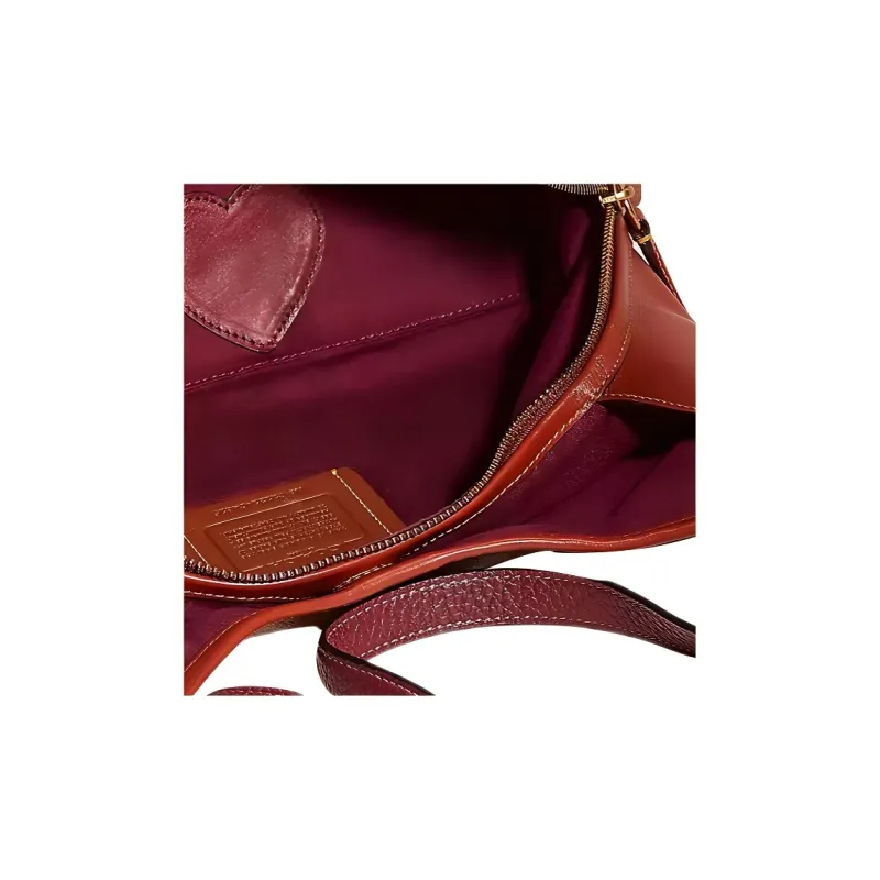 COACH Lori Canvas With Calfskin Hobo Bag Handbag Shoulder Bag Women's Brass & Brown & Rusty-4