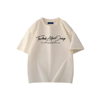 FONDLOOK T Shirts Unisex Light Beige Apricot