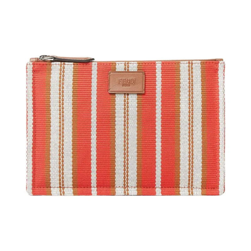 FENDI Canvas Clutch Trumpets Women's Red-0
