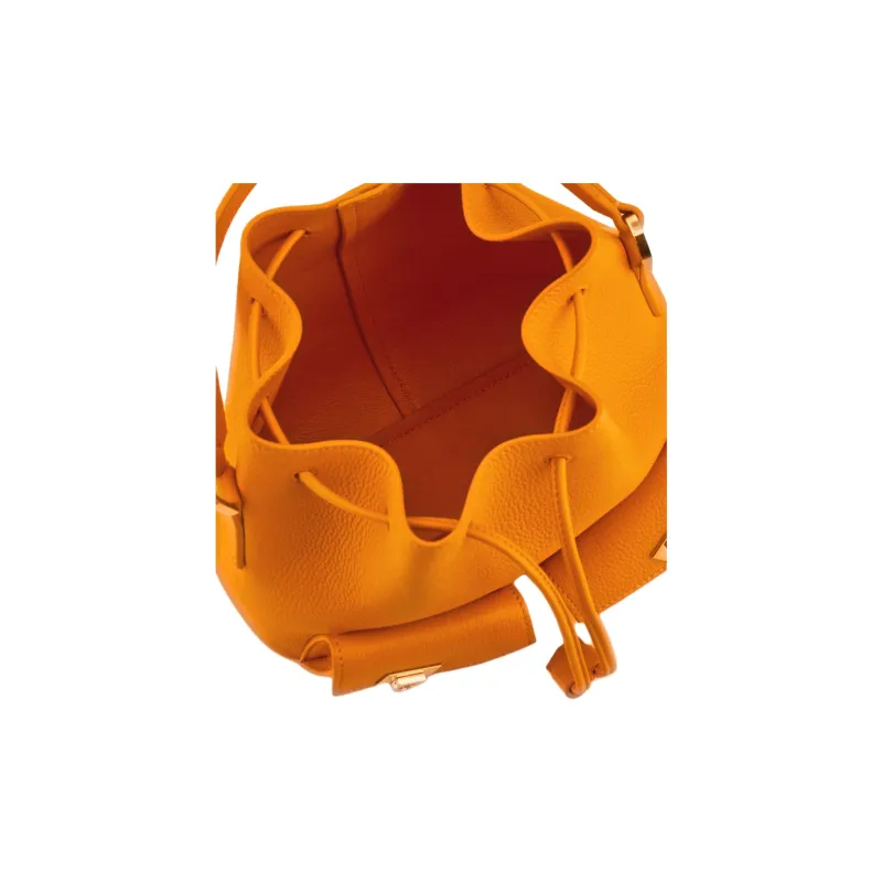 FERRAGAMO Hug Calfskin Bucket Bag Handbag Women's Ginger Yellow-5