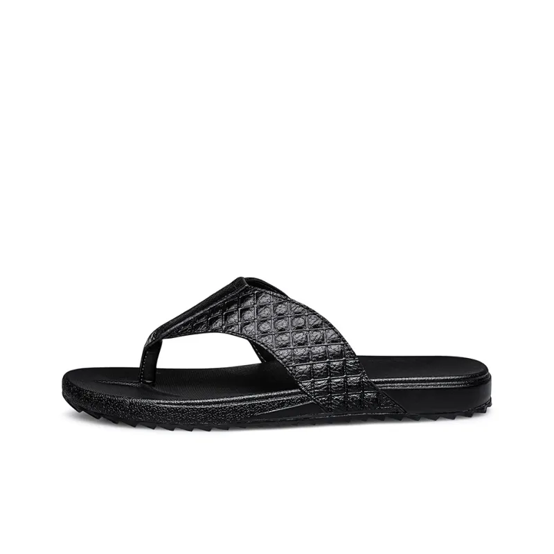 AIPSEN Flip Flops Men's Black Square-0