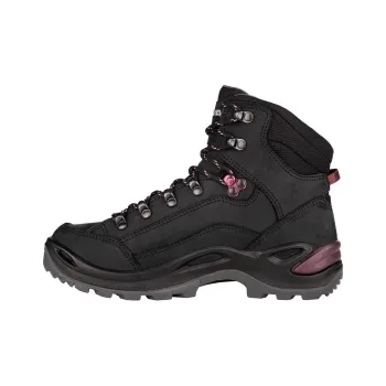 Lowa Renegade GTX Anti Slip Wear Resistant Mid Top Hiking Shoes Women's Black Red