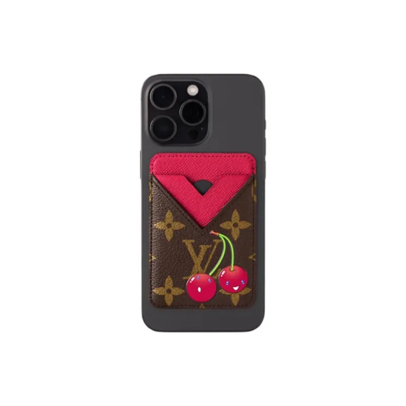 LOUIS VUITTON Takashi Murakami Collaboration Magnetic Monogram Coated Canvas Card Holder Women's Brown-3