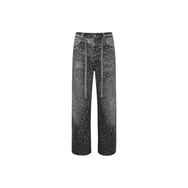 BIRTH OF ROYAL CHILD Rhinestone embellished Wide leg Jeans-7