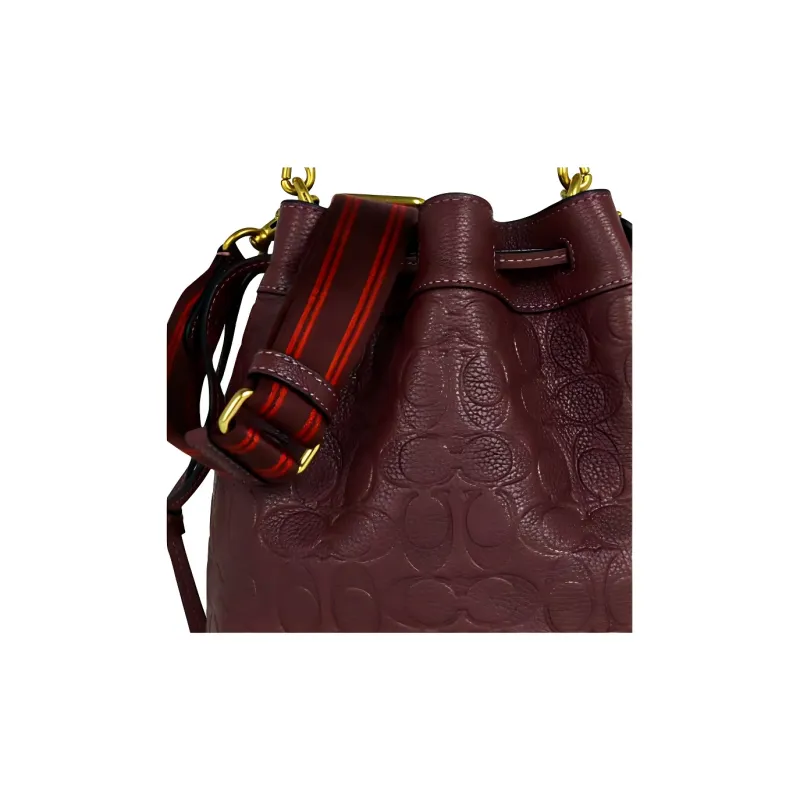 COACH Field Leather Crossbody Bag Shoulder Bag Bucket Bag Handbag Small Size Women's Maroon-3