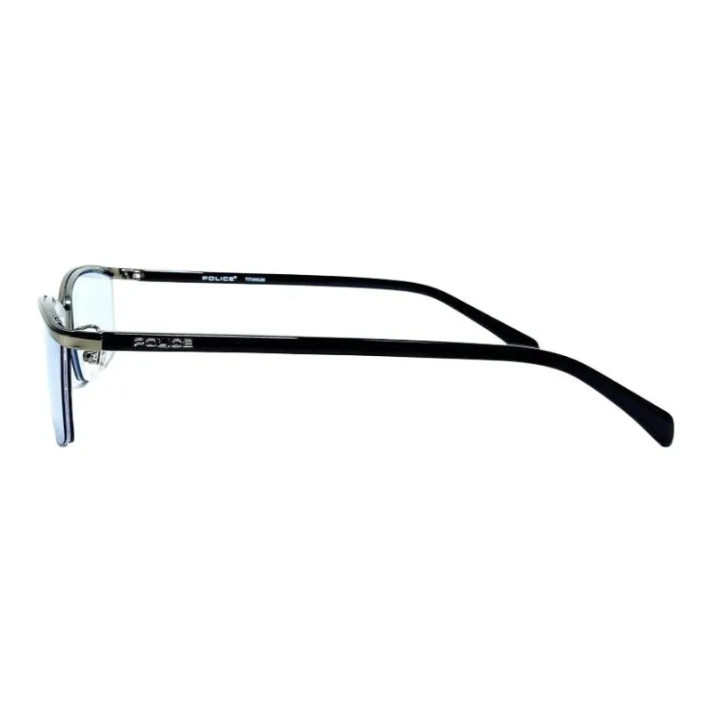 Police Titanium Plastic Rectangular Sunglasses Men's Black-1
