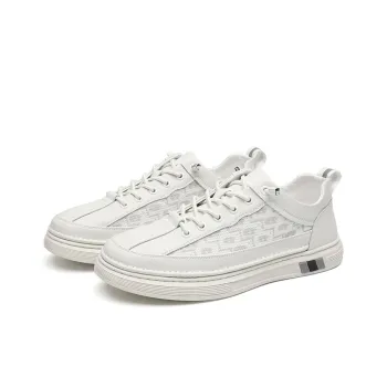 HD Slip Resistant, Abrasion Resistant, Lightweight, Breathable Low Top Skateboard Shoes Men's White