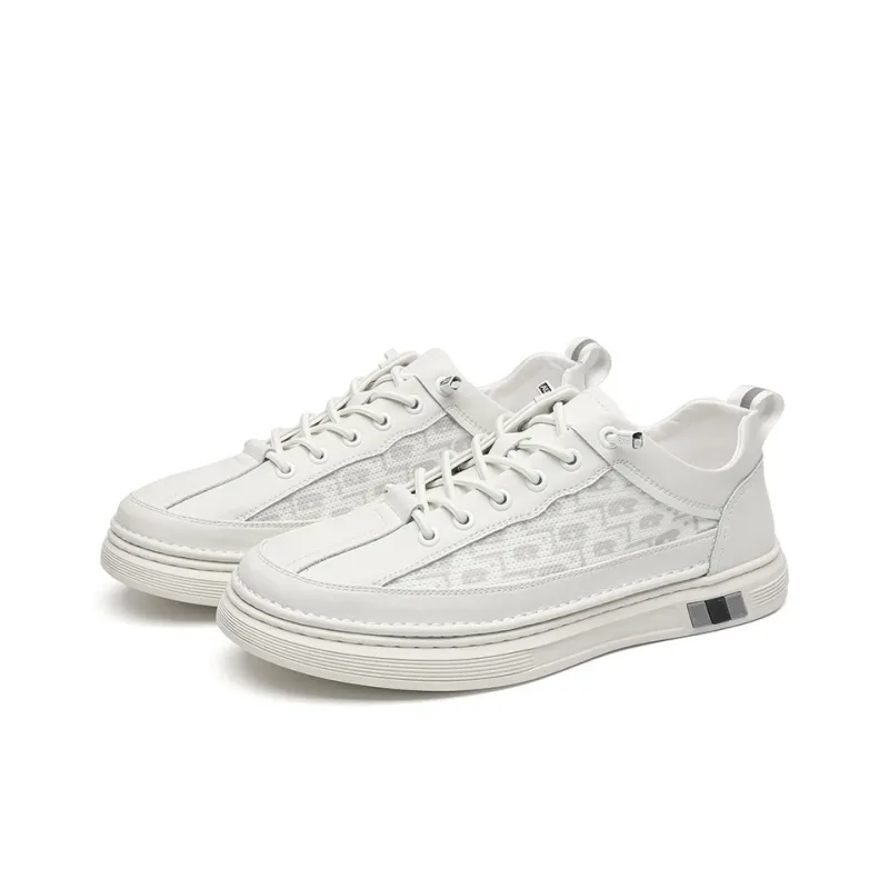 HD Slip Resistant, Abrasion Resistant, Lightweight, Breathable Low Top Skateboard Shoes Men's White-0